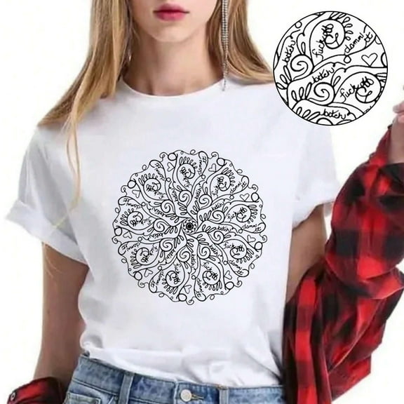 Curse Word Mandala Graphic Tee for Women – Make a Bold Statement with This Unique and Fun T-Shirt Featuring a Creative Mandala