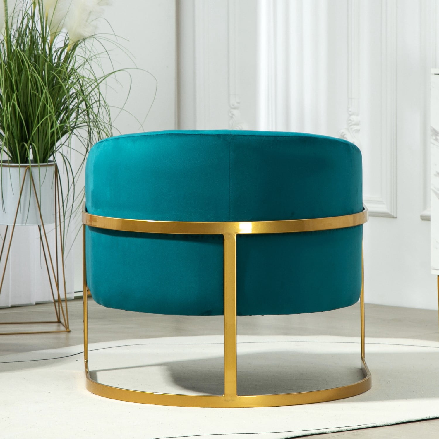 US Pride Furniture Modern Accent Armchair Luxury Gold Frame and Multi-colored Velvet Material Infuse Elegant Flair Greenish Blue