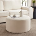 thumbnail image 2 of Newest 30" Round Velvet Ottoman in Cream - Plush Foam Filled, No Assembly Required for Living Room Accent​, 2 of 7