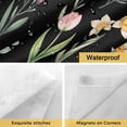 thumbnail image 4 of Spring Flowers No Hooks Shower Curtain with Snap-in Liner Watercolor Pink White Floral Leaf Butterfly Dragonfly Black Shower Curtains for Bathroom, Waterproof, Easy Install, Washable 72"x78", 4 of 9
