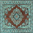 thumbnail image 1 of Ahgly Company Indoor Square Medallion Light Blue Traditional Area Rugs, 3' Square, 1 of 4