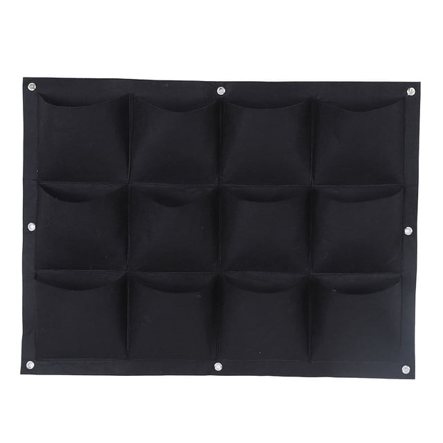 Bolsa para cultivo de plantas para jardín, degradable, vertical, para colgar en la pared, con 12 bolsillos (negro)