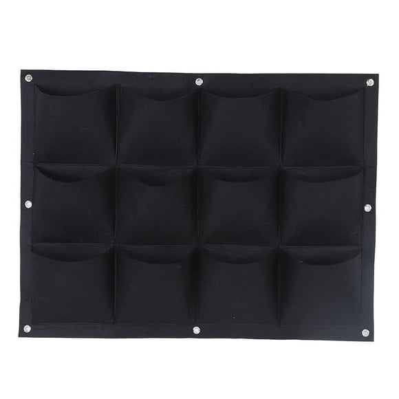 Bolsa para cultivo de plantas para jardín, degradable, vertical, para colgar en la pared, con 12 bolsillos (negro)