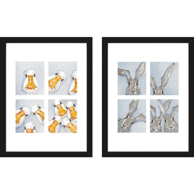Bev Davies Photo Booth Geese Photo Booth Hares Framed Print Set (Pack of 2)
