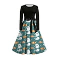 thumbnail image 6 of Girls' Halloween Two Piece Long Sleeve Dress Twisted Tree Bat Print Bow Belt A Line Flowy Skirt Kids Role Play Costume for Girls 5-14Y, Halloween Costumes for Girls Green a 11 Years, 6 of 7