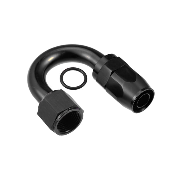 AN10 Female Fuel Line Adapter Fittings Top 180 Degree Fuel Line Connector for Car Aluminum Alloy Black