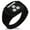 Black, variant on Stainless Steel Mouri Samurai Crest CZ Ribbed Needle Stripe Pattern Biker Style Polished Ring