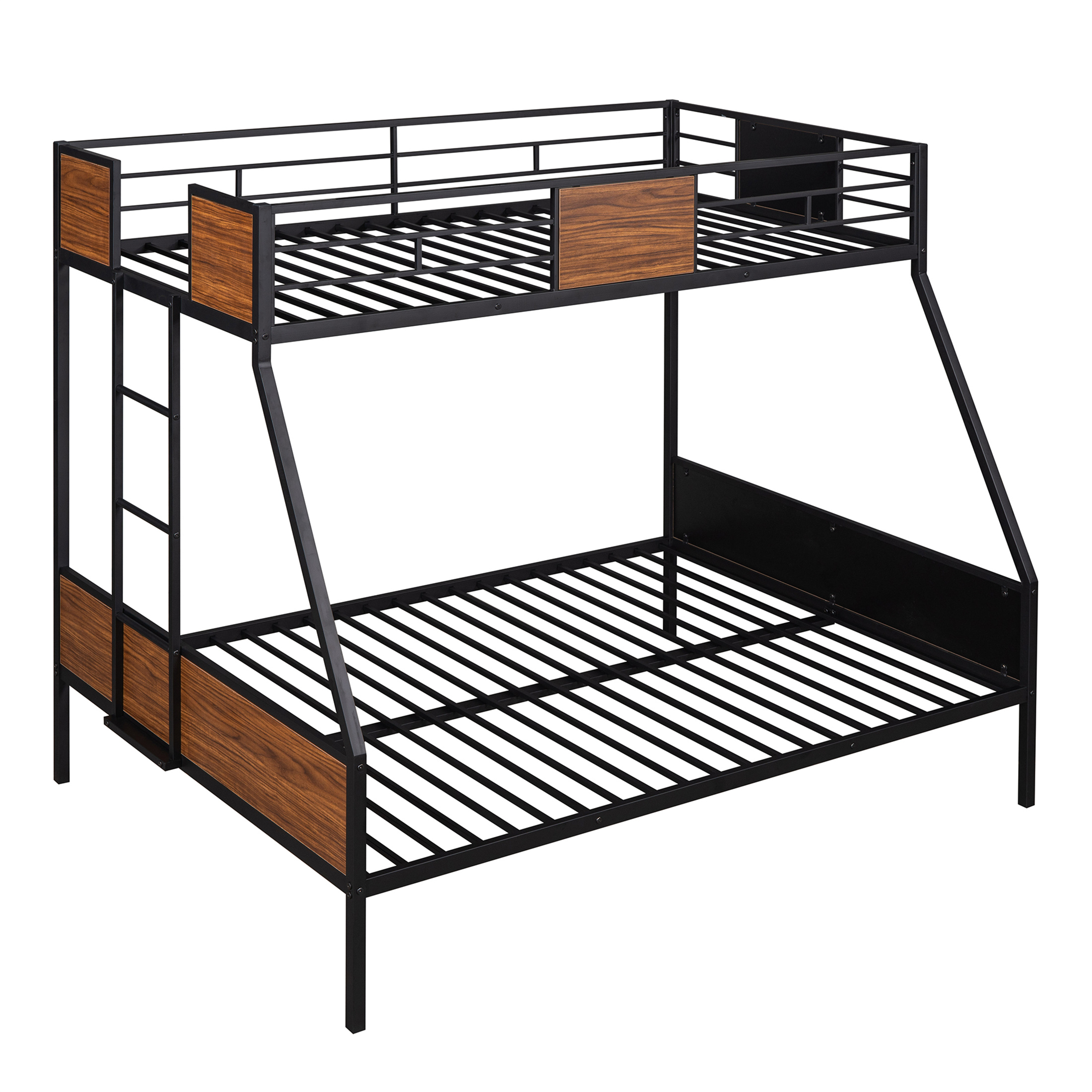 Aukfa Metal Bunk Bed Twin over Full Size for Bedroom, Drom, Built in Ladder, Black