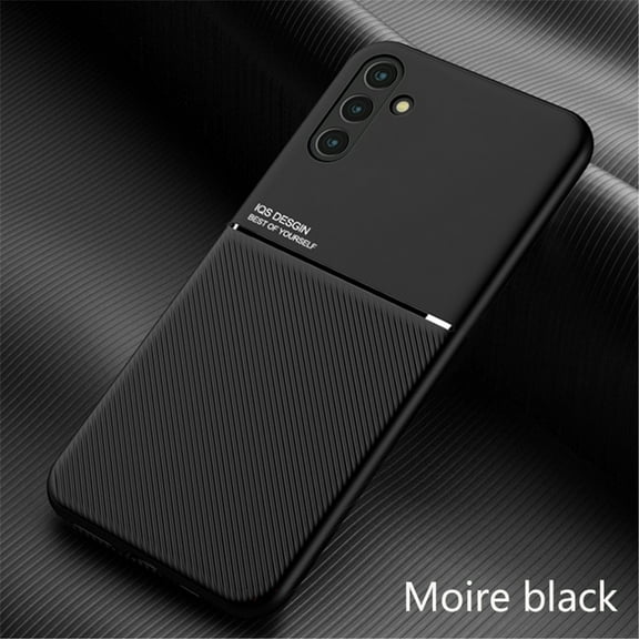 Slim Case for Samsung Galaxy A14 5G, Rugged PC Soft Silicone Military Grade Shockproof Anti-Slip Non-Fingerprints Cover, Magnetic Metal Plate Match with Car Mount Lens Protection Case, Black