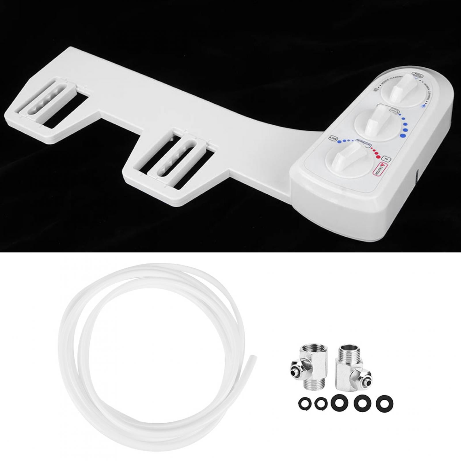 YAHHU 3/8 Thread Bidet Attachment Hot and Cold Water Double Nozzle Toilet Bidet Sprayer Standard White (18.11 inches / 46 cm)