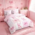 thumbnail image 2 of meiyoeat Cute Coquette Bow 7 Pieces Full Size Bedding Sets For Kids,Pink Bowknot Initial Letter K Full Size Bed in a Bag,Pink Reversible, 2 of 7