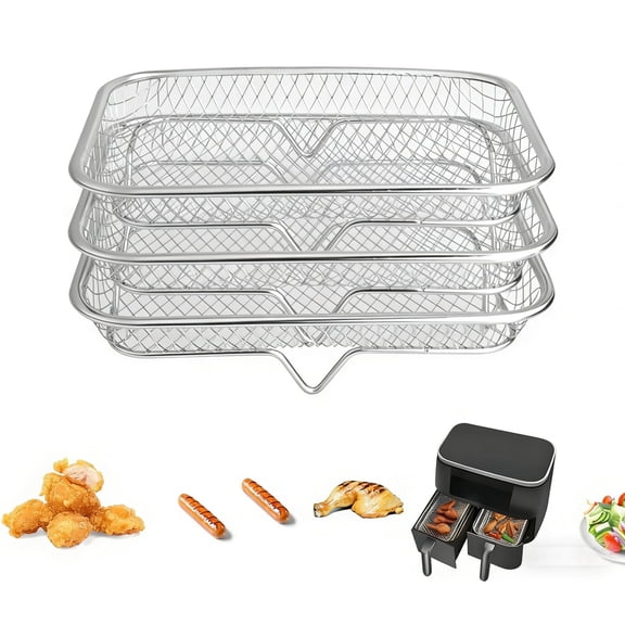 Stainless Steel 8 Inch Air Fryer Rack, Stackable Dehydrator Accessories for 4.2-5.8QT, 3 Pack