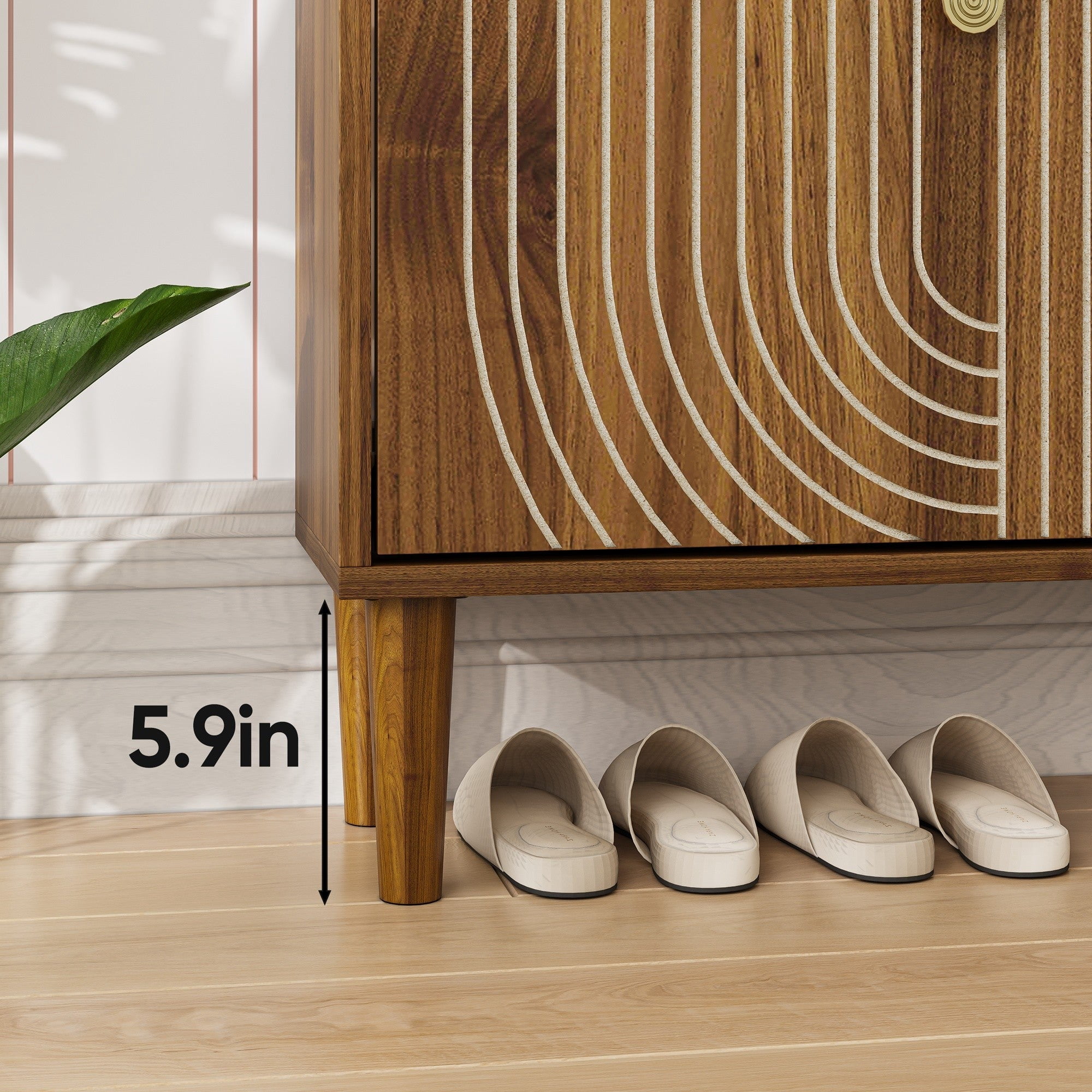 Sailvan 23.6"W Shoe Storage Cabinet, Freestanding with 2 Flip Drawers