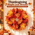 thumbnail image 4 of PYURTEP Fall Wreaths for Front Door, Artificial Maple Leaf Wreath, Thanksgiving Harvest Fall Decor for Wall Window, 16.54 inch, 4 of 7