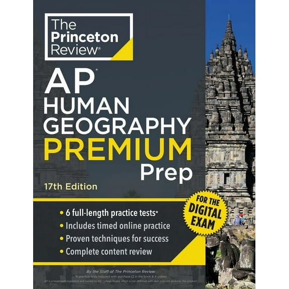 College Test Preparation Princeton Review AP Human Geography Premium Prep, 17th Edition: 6 Practice Tests   Digital Practice Online   Content Rev, (Paperback)