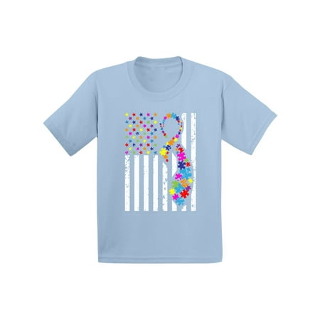 

Awkward Styles Autism Ribbon Flag Toddler Shirt Autism Awareness Shirt for Kids Autism American Flag Tshirt Autism Color Flag Shirt for Toddlers Autism Awareness Gifts for Boys and Girls Autism Shirt