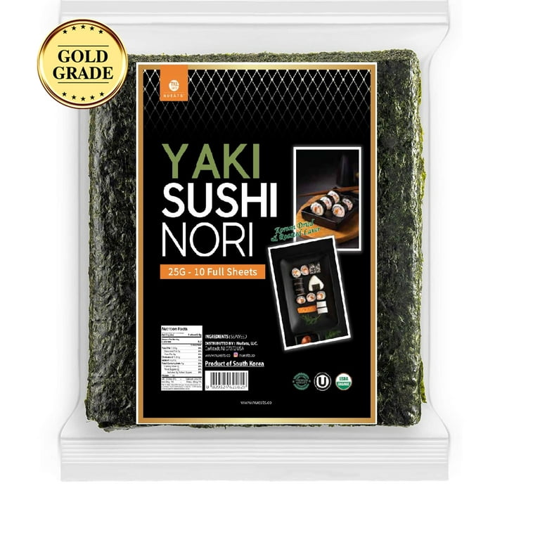 Organic Yaki sushi nori (10 full sheets), 25g, Vegan Roasted