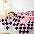 thumbnail image 5 of Homewish Dreamy Princess Bowknot Bedding Comforter Set for Kids, Black Pink Checkered Plaid Twin Comforter Sets, Kawaii Ribbon Reversible Bedding Set, Microfiber Bedroom Decor, 2-Piece, 5 of 9