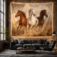 thumbnail image 6 of Three Horses Galloping in Dusty Landscape Majestic Folk Art for Nature Lovers Equestrian Art Housewarming Gift Tapestry Wall Hanging for Bedroom and Living Room, 6 of 7