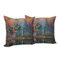 thumbnail image 6 of Ambesonne Fall Throw Pillow Cover 2 Pack, Forest River Autumn, 18", Brown and Red, 6 of 6