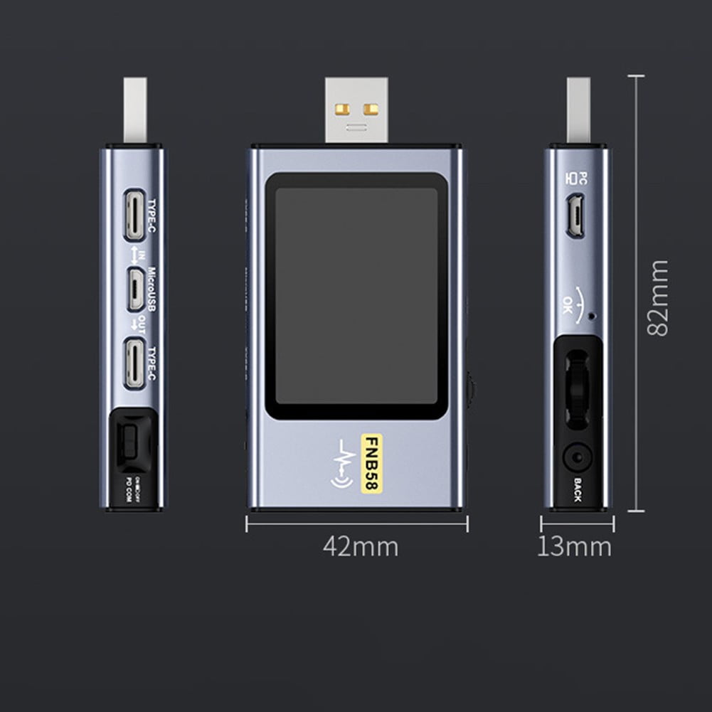 RANMEI Fnb58 Digital Voltmeter Current Tester Usb Type C Fast Charge Current Meter Tool