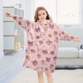 thumbnail image 4 of Wearable Blanket Hoodie for Pink Cute Bow Flannel Hooded Blanket with Pockets and Sleeves Suitable, 4 of 7