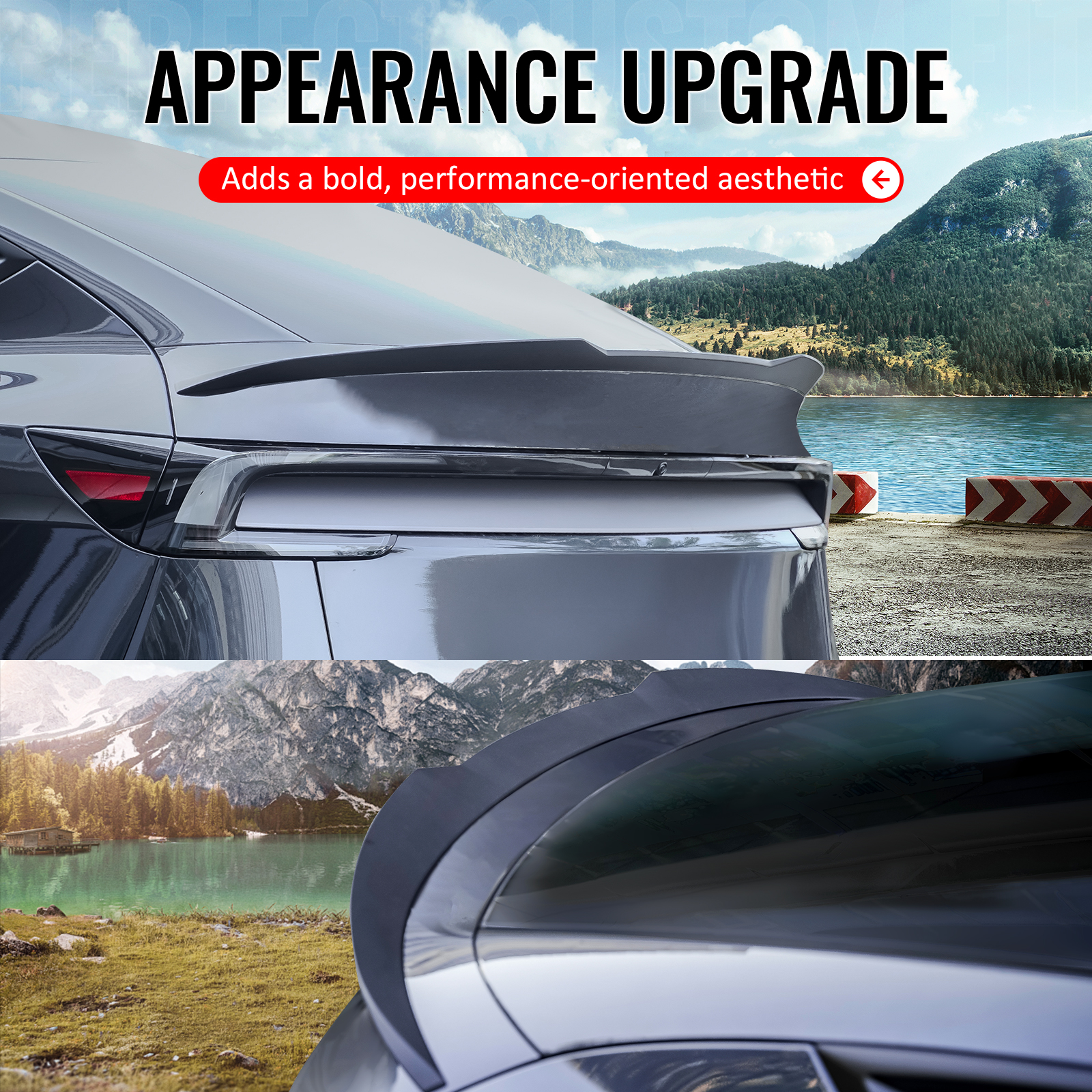 Ikon Motorsports Trunk Spoiler Compatible with 2025-2026 Tesla Model Y Juniper, IKON Style Matte Black ABS Plastic Rear Trunk Lid Spoiler Wing Lip