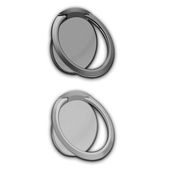 Pack de 2 Soportes de Anillo para Móvil Ultrafinos de 1.8mm con Rotación 360° y Montura Magnética para Coche en Aleación de Zinc (Negro y Plateado)