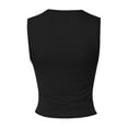 thumbnail image 4 of EliteGoogv Women Heart Cut Out Ruched Crop Tank Tops Tight Fitted Crewneck Asymmetrical Vest Clean Girls Fashion Womens Tee tops Black L, 4 of 9