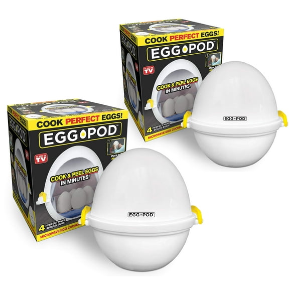 Egg POD by Emson Microwave Hardboiled Egg Maker, cooker, Boiler & Steamer, 4 Perfectly-cooked Hard boiled Eggs in Under 9 minutes, Dishwasher Safe, Airtight and Warp Proof As Seen On TV Set