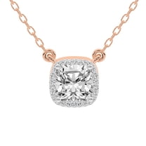 Diamond Pendant Necklace For Women | 3 Carat IGI Certified Cushion Shape Lab Grown Diamond | Flaire Halo Lab Diamond Pendant Necklace 14K Rose Gold | FG-VS1-VS2 Quality Friendly Diamonds
