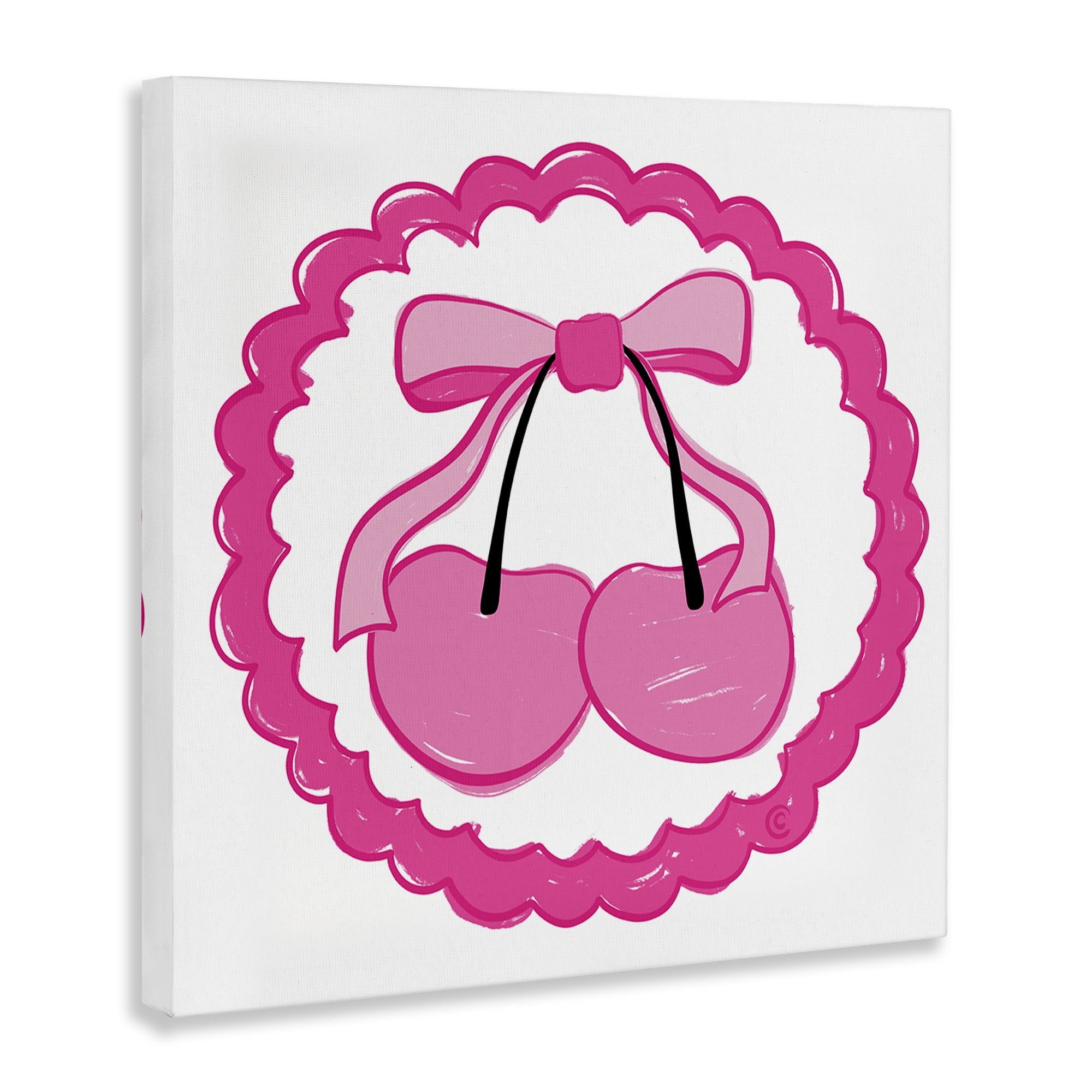 Stupell Industries Pink Cherries & Bow Food & Beverage Painting Wrapped Canvas Art Print Wall Art, 30 x 30