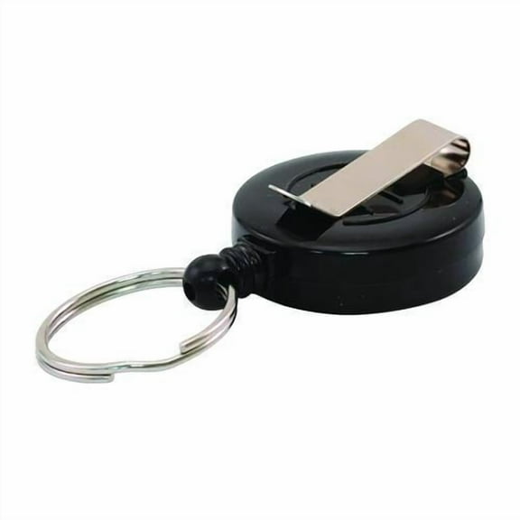 Badge Reel with Split Key Ring, Extends 30", Black, 12/Box | Bundle of 2