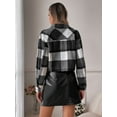 thumbnail image 5 of Hotian Women Plaid Crop Jacket Long Sleeve Womens Shacket With Pocket Black XS, 5 of 5