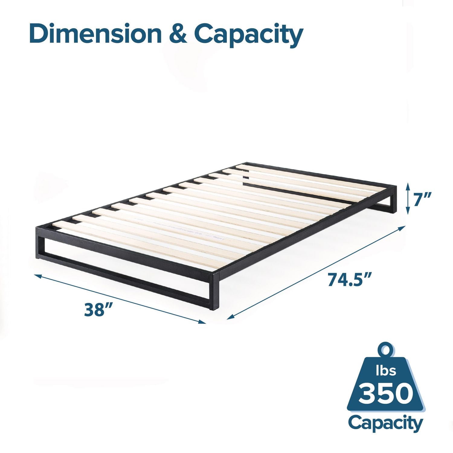 Cadre de lit plateforme en métal Zinus Trisha 7 pouces avec tête de lit