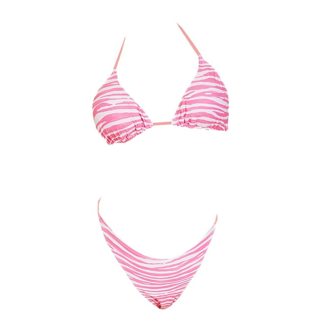 WTXUE Ensemble de Maillot de Bain Bikini Taille Haute Maillot de Bain Deux Pièces Imprimé Triangle Col Bikini Maillot de Bain Ajusté Ensembles (Femmes) Taille m