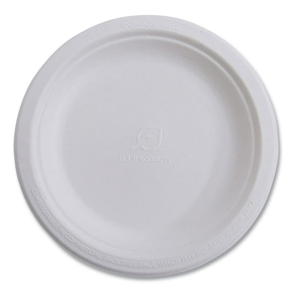 Eco-Products EP-P005NFA Vanguard 10 in. Diameter Renewable and Compostable Sugarcane Plates - White (500/Carton)