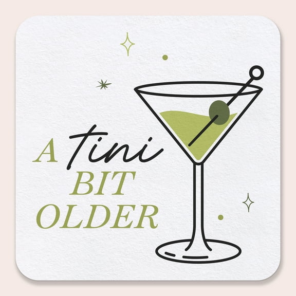 Big Dot of Happiness 25 Ct A Tini Bit Older Drink Coasters, 4-Inch Disposable Square Paper Coasters for Martini Birthday Party