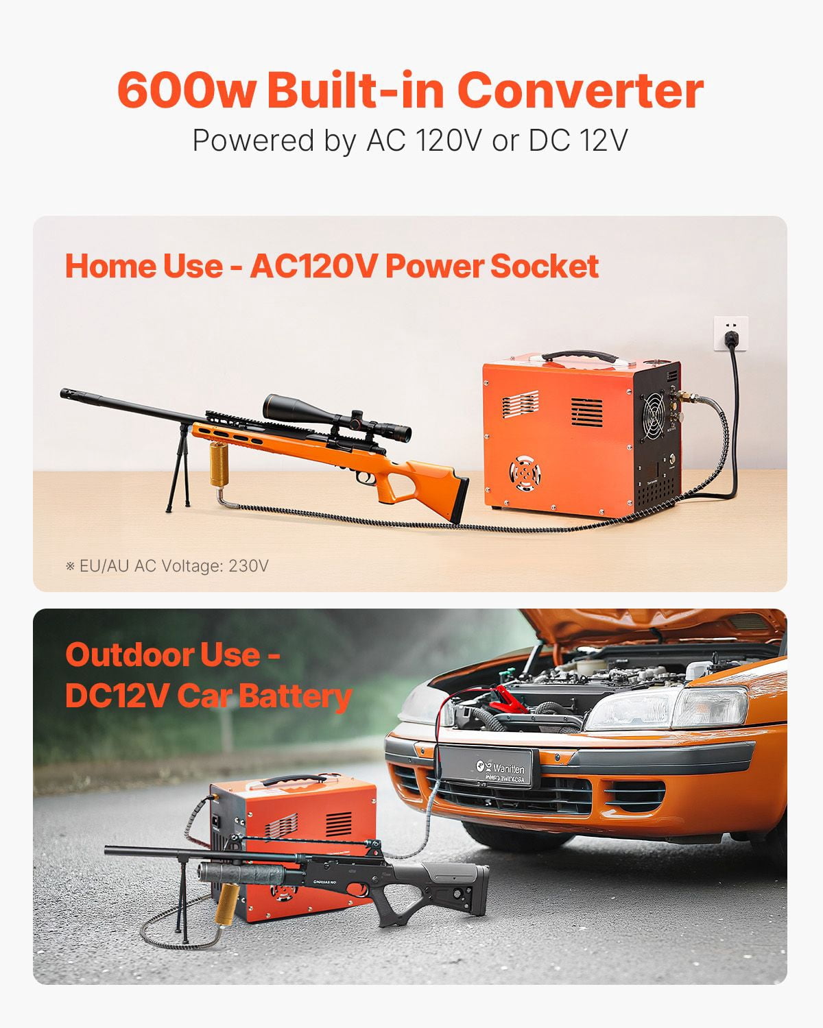 PCP Air Compressor 4500PSI with Auto-Stop Function & Built-in Converter for PCP Airguns, High-Pressure Pneumatic Rifle Pump
