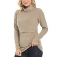 thumbnail image 2 of felwors Shirts for Women Cotton Turtleneck Breastfeeding Tees Long Sleeve Maternity Top Comfort Pregnancy Blouse 2025 Khaki, XXL, 2 of 7