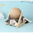 thumbnail image 5 of Cat Scratching Ball, Cat Toys with Wooden Base Nail File Scratcher Soccer Pet Supplies, Interactive Cat Toy with Wooden Base, Spherical Nail File Scratcher for Indoor Cats - 1Pc(Spinning Cat Ball), 5 of 8