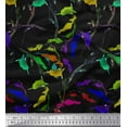 thumbnail image 1 of Soimoi Black Cotton Duck Fabric Leaves Watercolor Print Fabric by the Yard 56 Inch Wide, 1 of 3