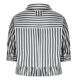 thumbnail image 4 of Guieoi Womens Tops Plus Size Trendy Women Casual Striped 3/4 Sleeve Turndown Collar Button Short Blouses Blue Black*Friday/Cyber*Monday Clearance, 4 of 7