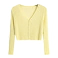thumbnail image 2 of Xdegoge Women's Ribbed Knit Cardigan V-Neck Slim Fit Cropped Sweater Top Long Sleeve Button Up Soft Lightweight Casual Dailywear, 2 of 6