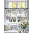 thumbnail image 4 of Spring Purple Flowers Sheer Curtains 45 Inch Length 2 Panels Set Window Treatments, Farmhouse Leaves Fences Watercolor Rod Pocket Semi Curtains for Living Room/Bedroom/Kitchen Décor, 104"W x 45"L, 4 of 7