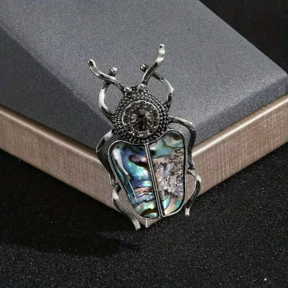 GKNET Shell insect brooch Vintage beetle pin Party casual clothing accessory-silvery