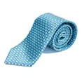 thumbnail image 3 of UMO LORENZO Men's Poly Woven Tie & Wallet Gift Box Set, Turquoise Checker Tie & Brown Wallet, 3 of 7
