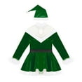thumbnail image 4 of YiZYiF Kids Girls Christmas Santa Costume Velvet Faux Fur Long Sleeve Dance Figure Ice Skating Dress Green 14, 4 of 7