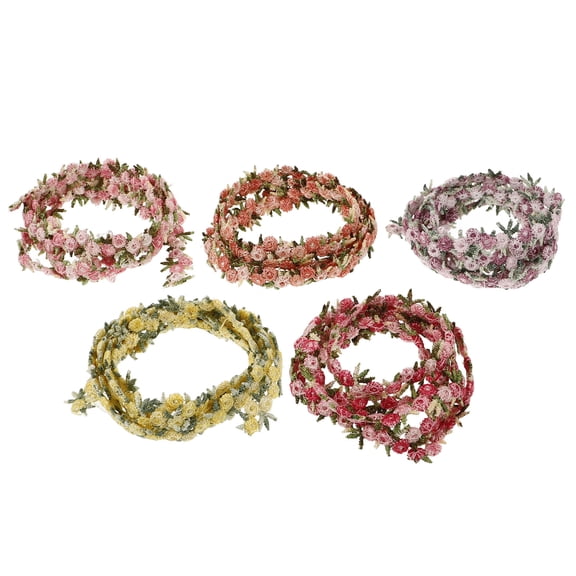 HAMPPLIES 5Pack Making Lace Trim Decor For Diy Projects Assorted Color Pink Yellow Light Red