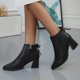 thumbnail image 3 of NECHOLOGY Botas Mujer Adulto Femenino Zapatos Botines de mujer Zapatos gruesos transpirables, botas de tacón con cremallera a la para mujer, botas Retro para mujer (Black, 9), 3 of 7